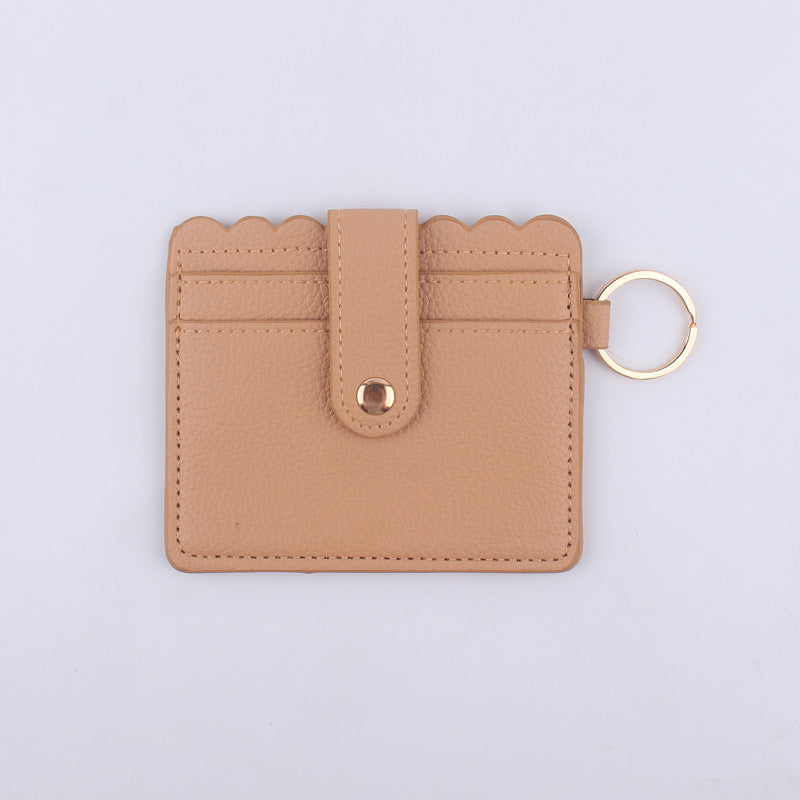 Wholesale Color Solid Color ID Case PU Leather Card Holder Keychain Coin Purse